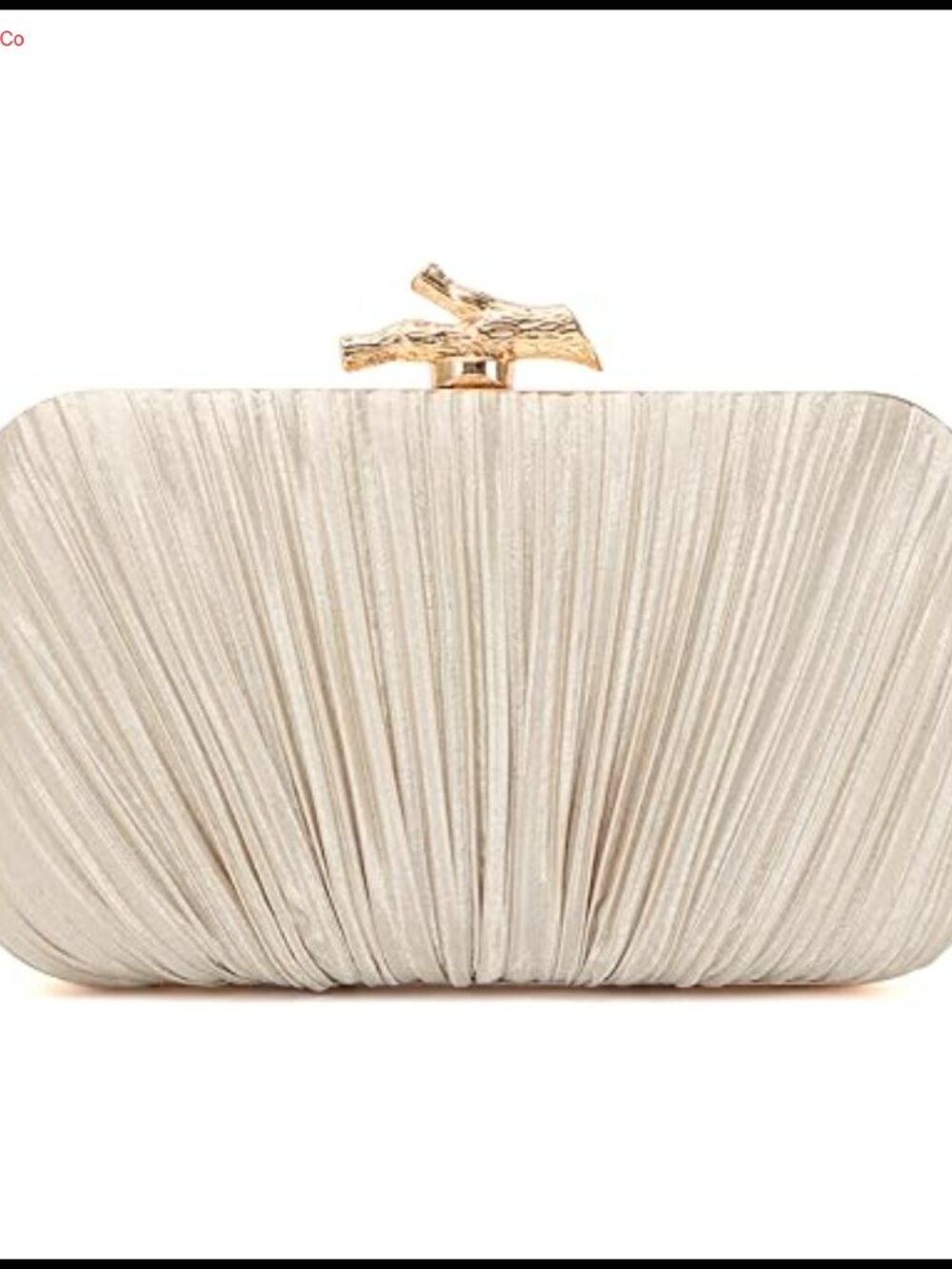 Pleated Silky Fabric Evening Clutch with Chain Strap